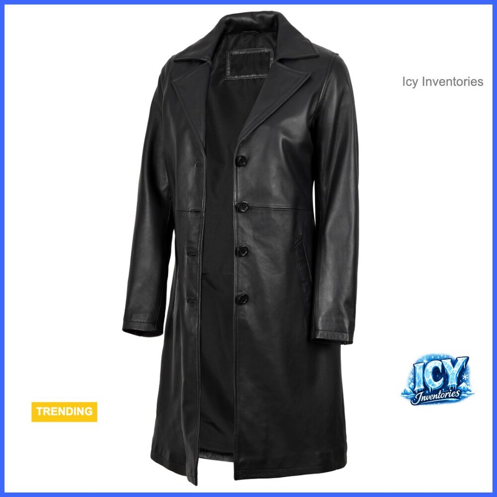 Real Lambskin Leather Car Coat Women's Long Trench Style